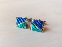 Load image into Gallery viewer, Ziggy Cufflinks: Electric Navy and Emerald
