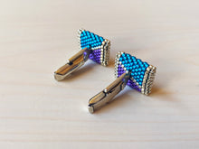 Load image into Gallery viewer, Ziggy Cufflinks: Electric Blue and Purple
