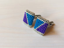 Load image into Gallery viewer, Ziggy Cufflinks: Electric Blue and Purple
