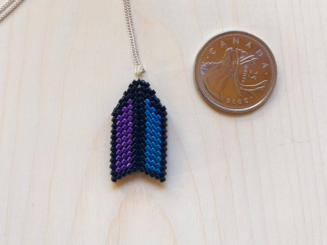 Flu-flu Pendant: Electric Blue and Purple